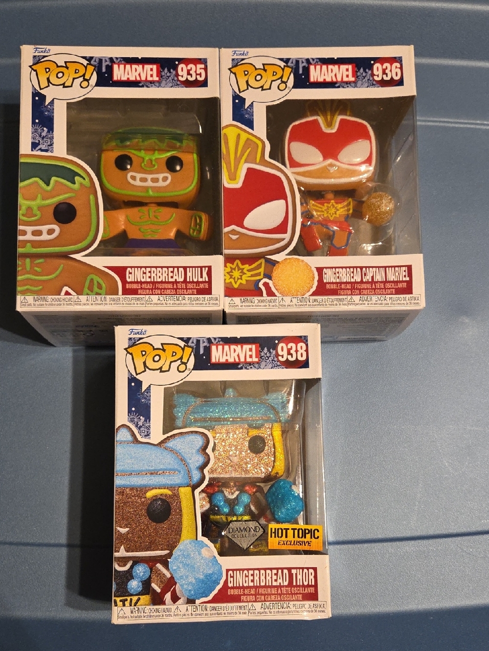 Funko Marvel Gingerbread Hulk, Captain Marvel & Thor - Holiday Collectible Set